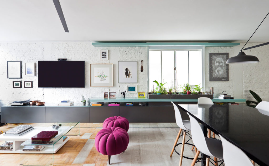 Sala para dois ambientes: 60 projetos integrados com fotos