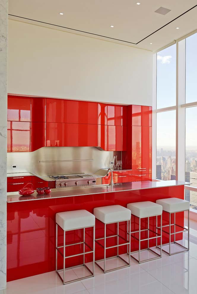 Cozinha planejada vermelha