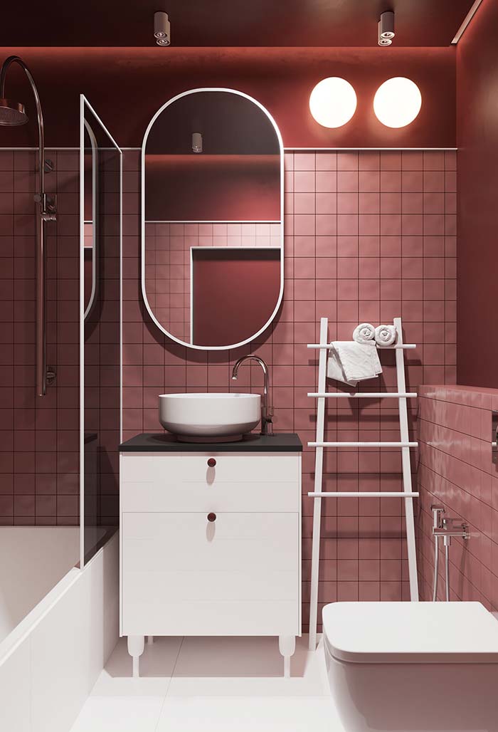 Banheiro rosa moderno