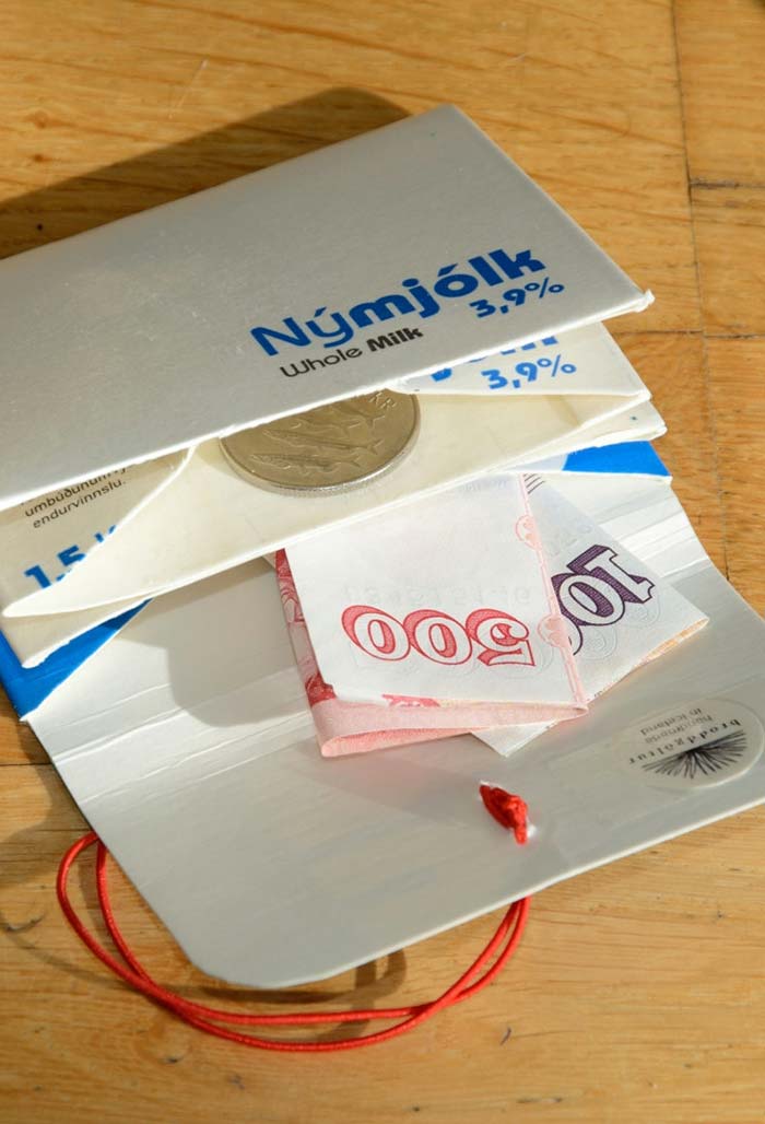 Artesanato com caixa de leite: carteira ecológica