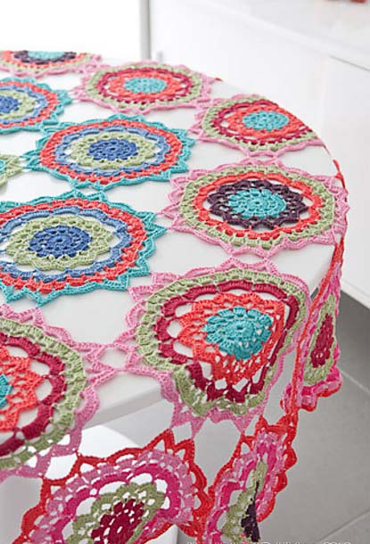 Toalha de mesa de crochê mandalas