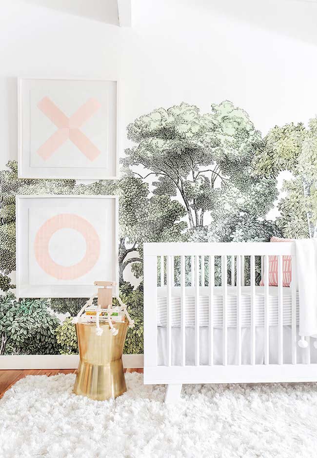 papel de parede para quarto de bebê selva minimalista