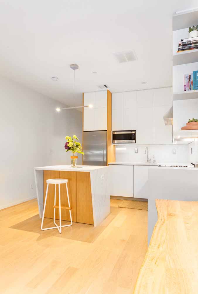 Modelo de cozinha simples, integre harmoniosamente os ambientes da sua casa