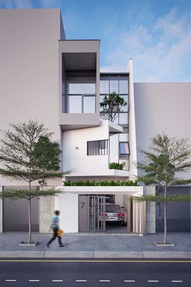 Casa sobrado com fachada em tons neutros: um modelo que agrada muitos