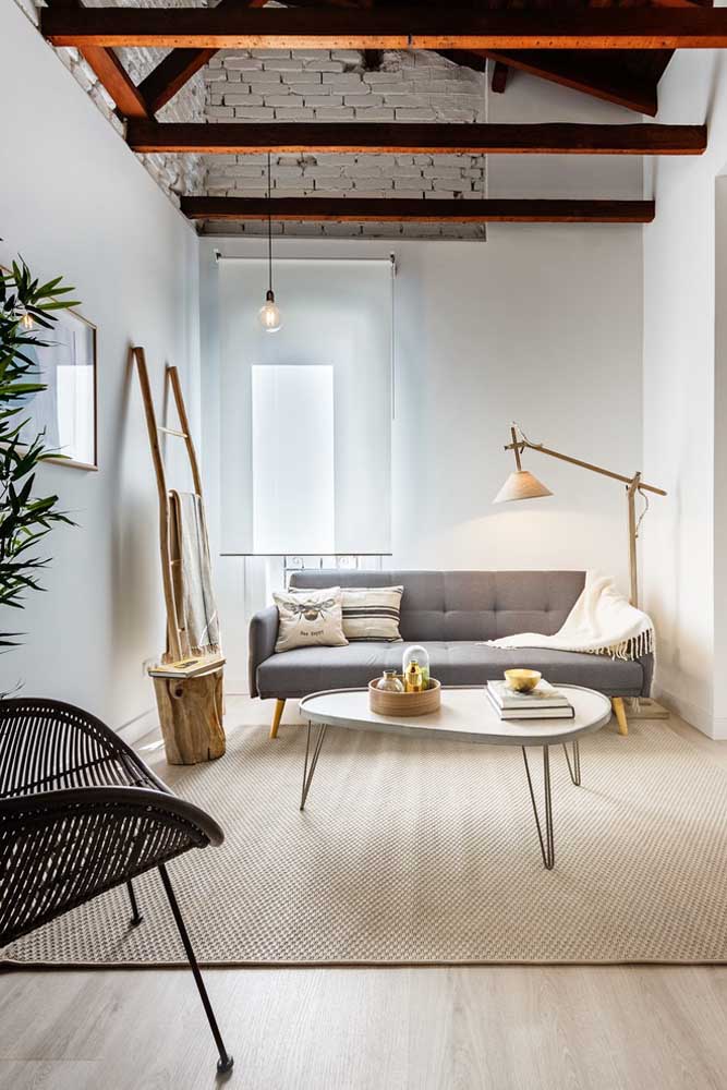 Inspiração moderna e minimalista de sala de estar pequena