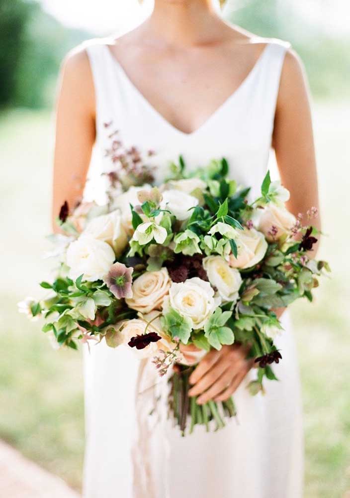 Arranjo de flores simples para a noiva