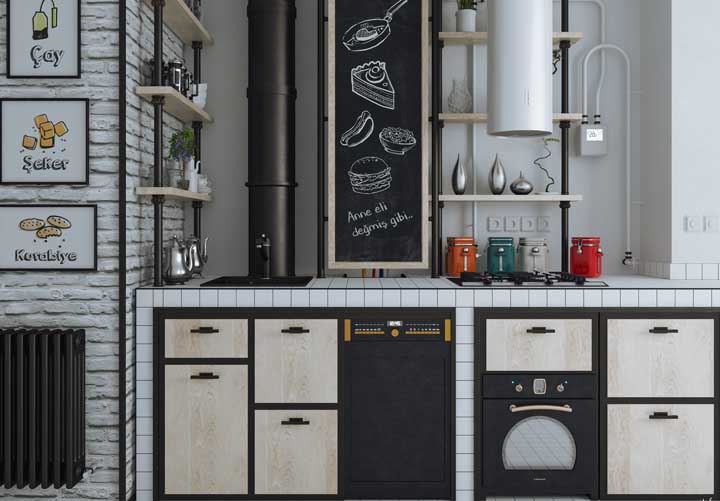 Bancada de cozinha de azulejo: perfeita para propostas de estilo industrial e / ou retrô