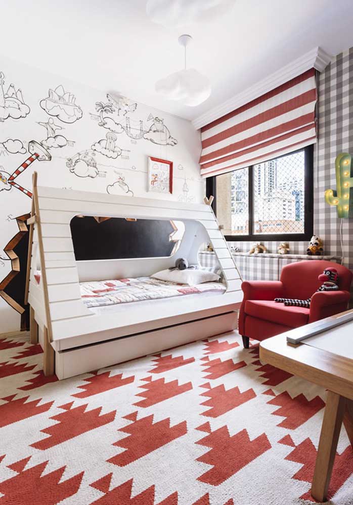 Olha esse quarto de bebê vermelho e branco lindo, delicado e sofisticado.