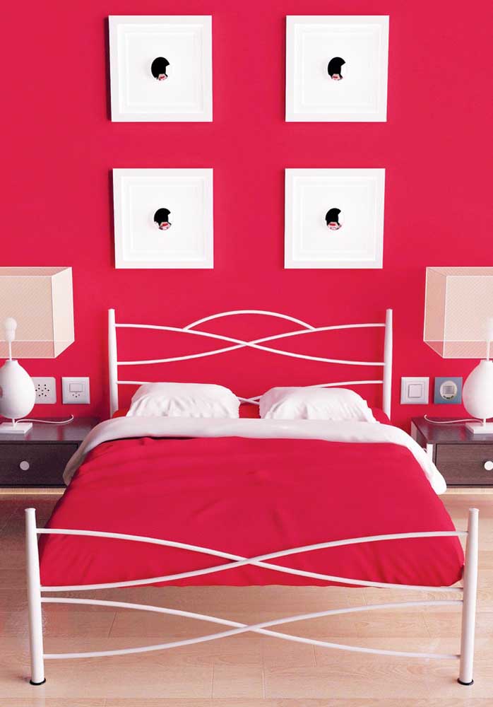 Que tal esse vermelho quase rosa pink para decorar o quarto feminino?