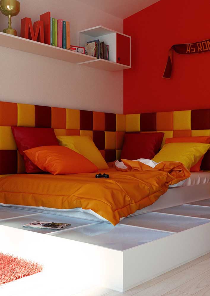 Que tal só misturar cores quentes na decoração do seu quarto?