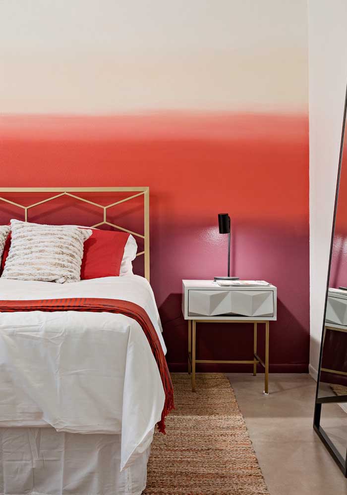 Olha que pintura linda para fazer na parede do quarto quando você não quer ousar com a cor vermelha.