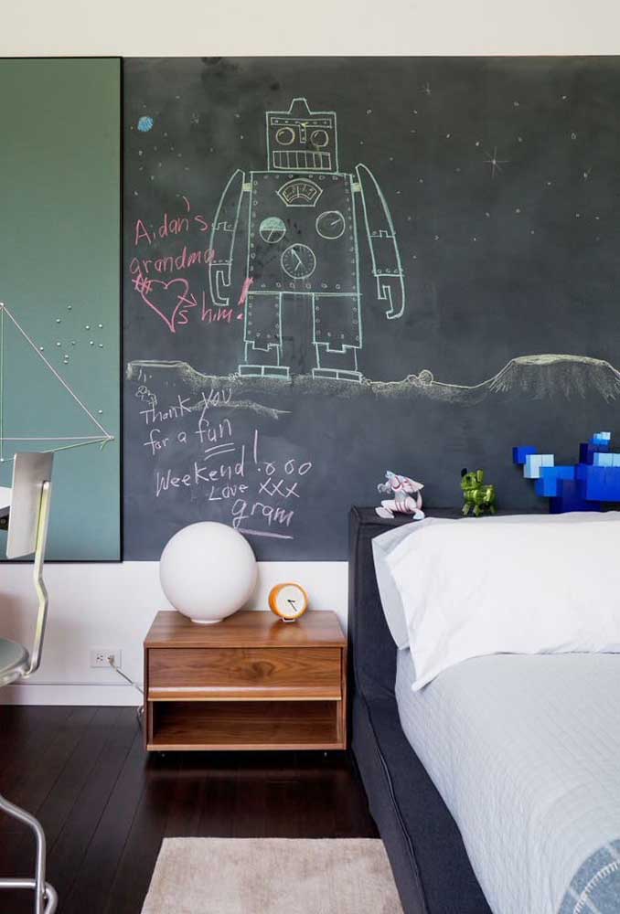 Deixe as crianças usarem a criatividade com a tinta lousa.