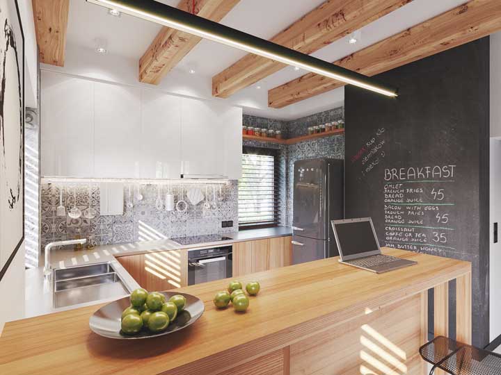 Anote suas receitas na parede de tinta lousa.