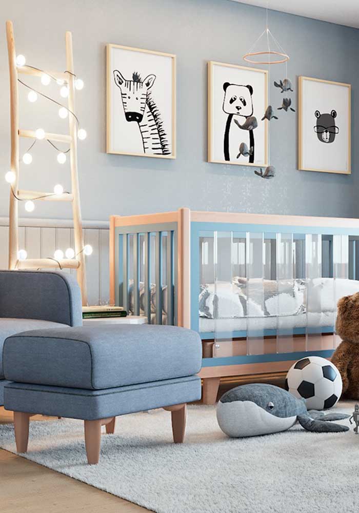 Olha que belo quarto de bebê masculino azul.