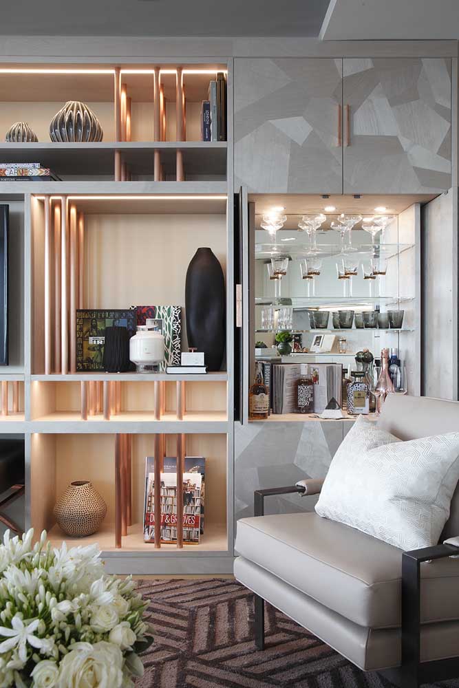 Barzinho para sala: tipos, modelos, como montar e fotos