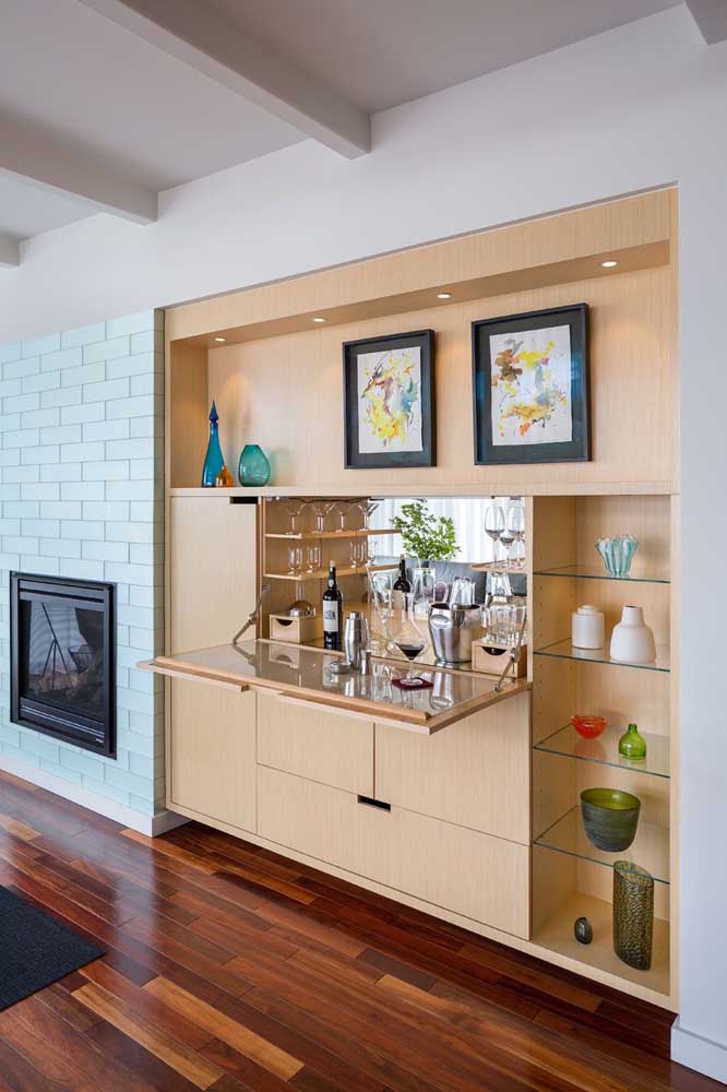 Barzinho para sala: tipos, modelos, como montar e fotos