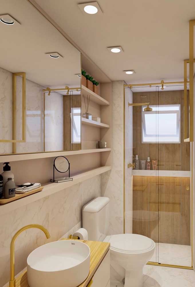 Banheiro com porcelanato amadeirado no box: mais durável e fácil de cuidar