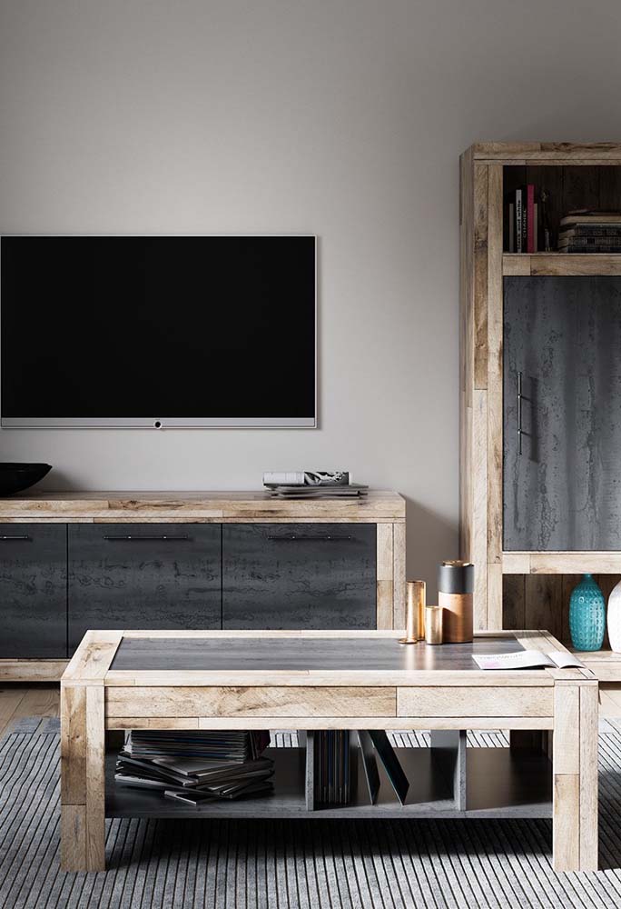 Decoração de sala simples e barata feita com móveis DIY
