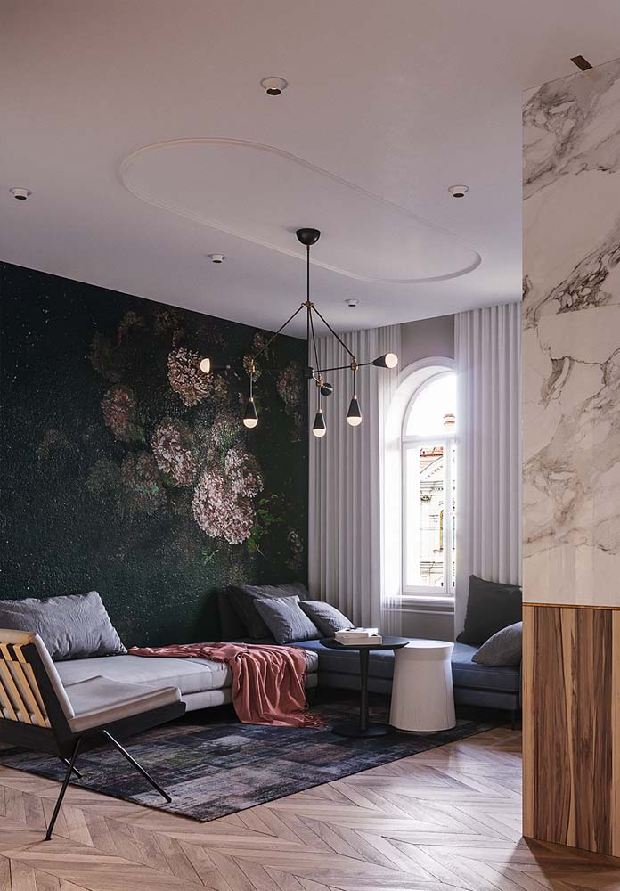 Você vai se apaixonar por esse papel de parede floral moderno e sofisticado