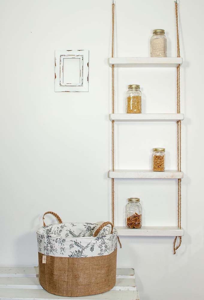 Prateleira com corda: tipos, como fazer e 45 fotos