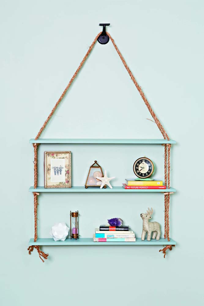 Prateleira com corda: tipos, como fazer e 45 fotos