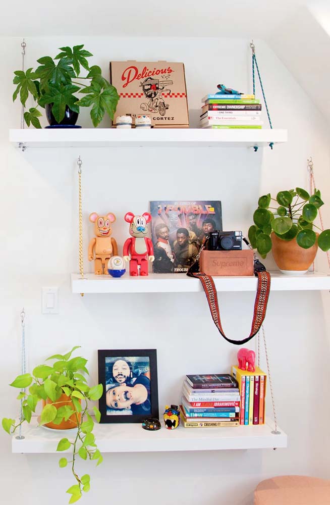 Prateleira com corda: tipos, como fazer e 45 fotos