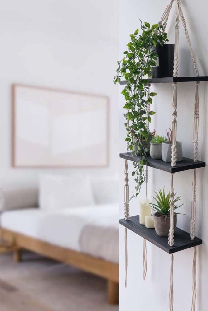 Prateleira com corda: tipos, como fazer e 45 fotos