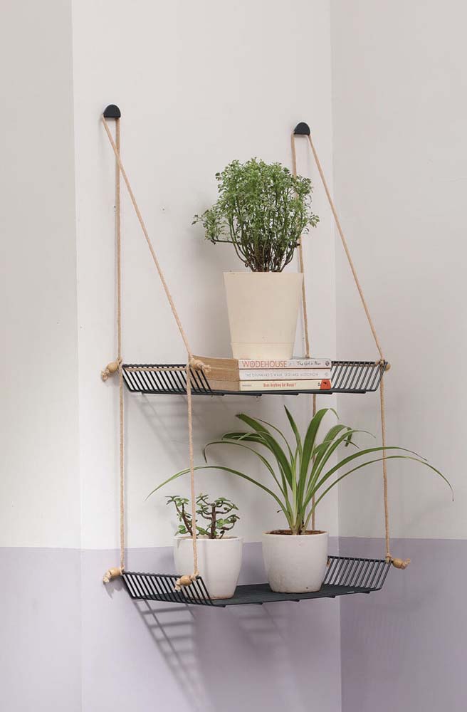 Prateleira com corda: tipos, como fazer e 45 fotos